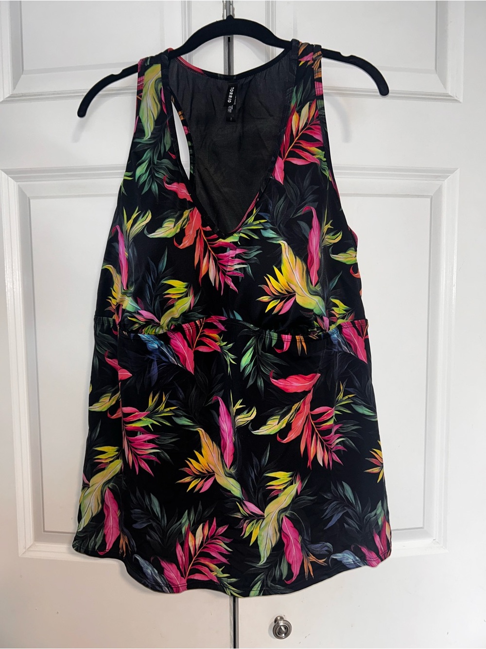 torrid Black Tropical Floral Racerback swim Tank